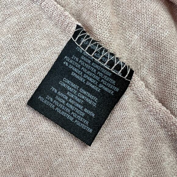 Anthropologie COA Cozy Brushed Fleece Cardigan Sweater Blush Pink - Picture 6 of 7